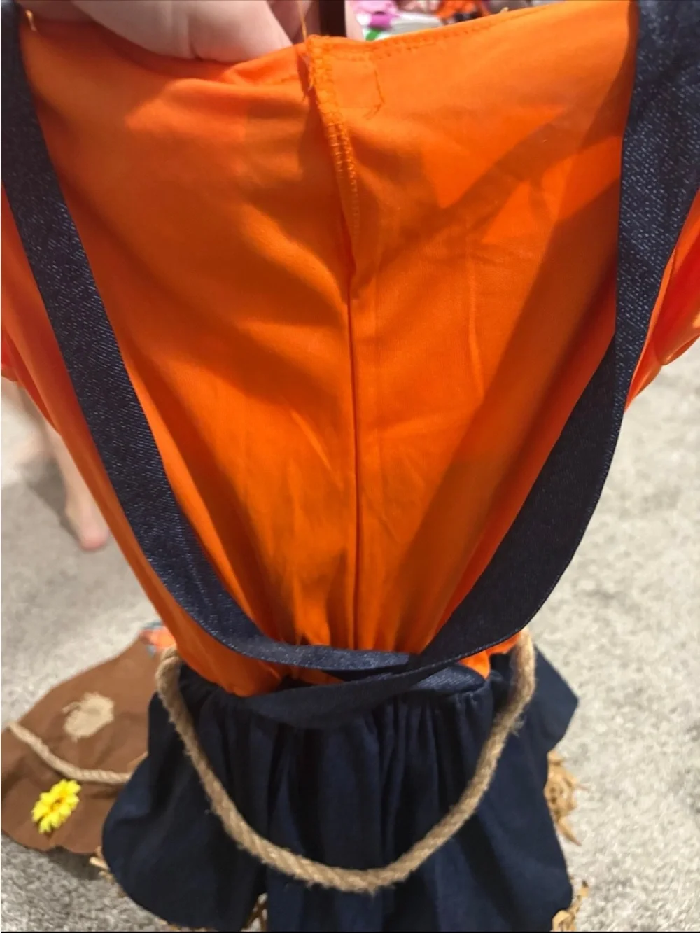 Girls Orange & Navy Scarecrow Costume with Hat and socks size 7/8